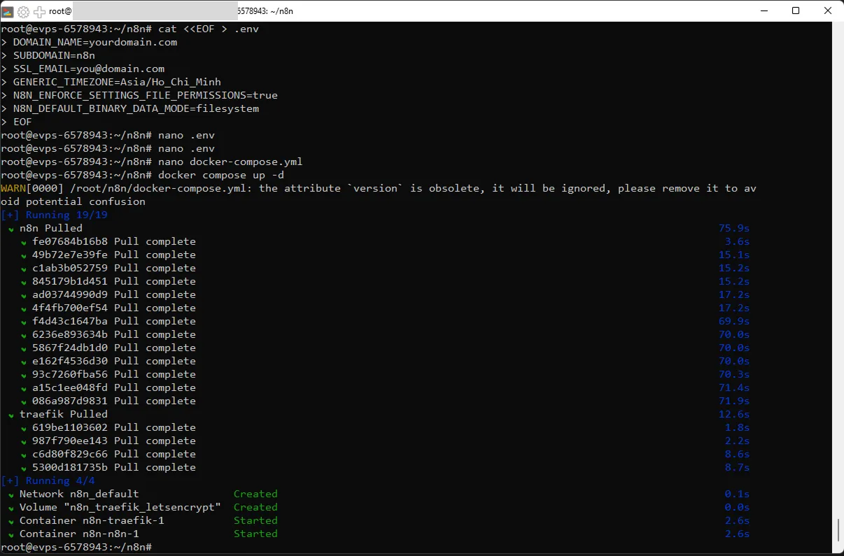 Hướng dẫn cài đặt n8n trên VPS Ubuntu – Nhanh chóng & Dễ dàng 1 Cài đặt n8n - Khởi động Docker
