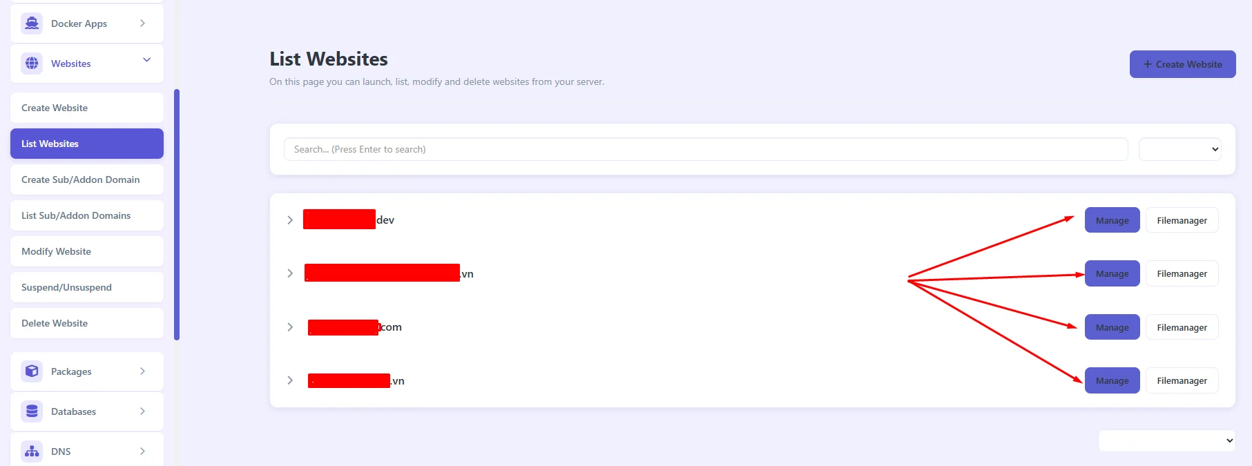 CyberPanel là gì ? Hướng dẫn cài CyberPanel trên VPS từ A-Z 7 Manage website trong CyberPanel