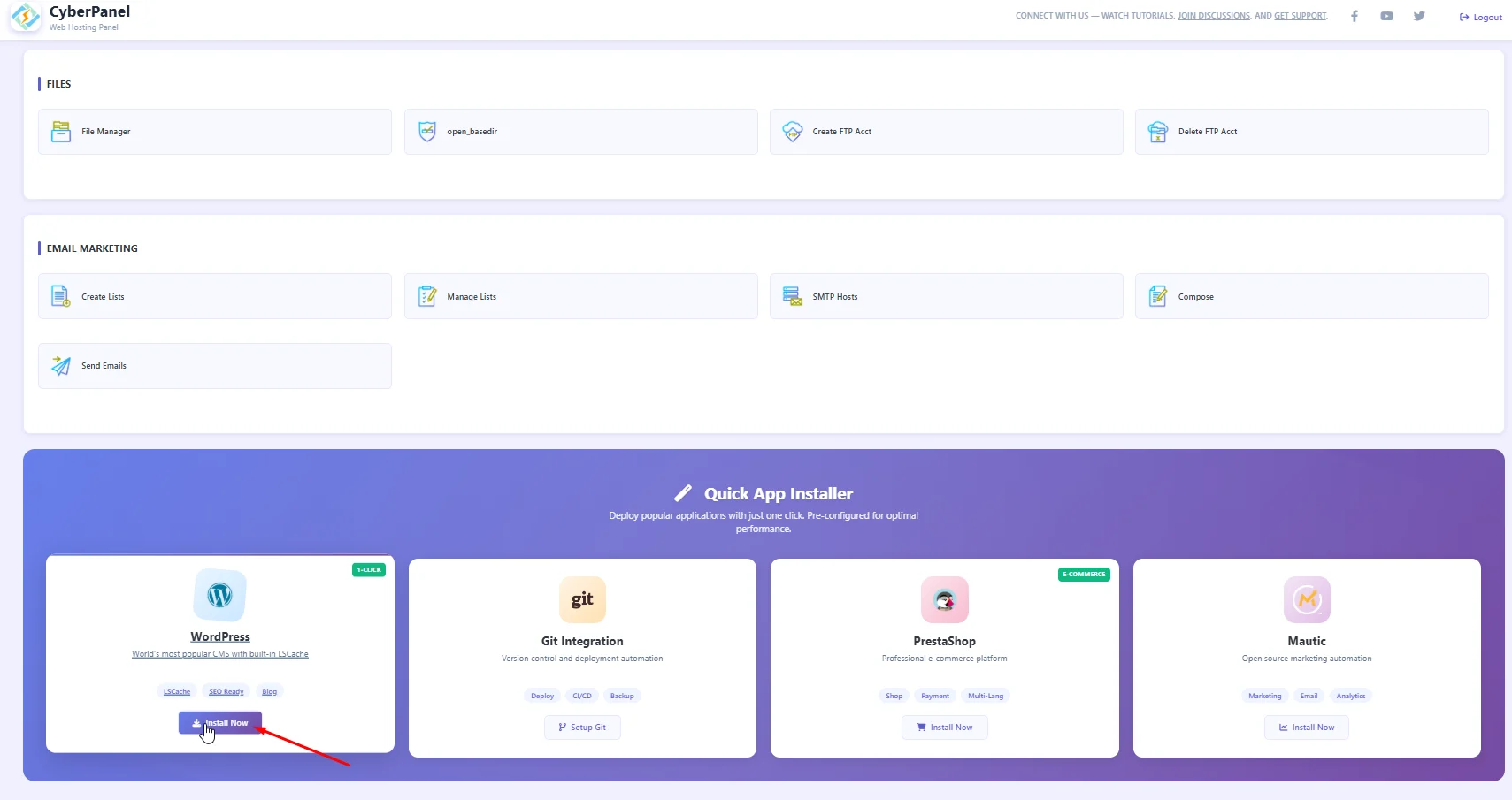 CyberPanel là gì ? Hướng dẫn cài CyberPanel trên VPS từ A-Z 9 Cài nhanh WordPress trong CyberPanel