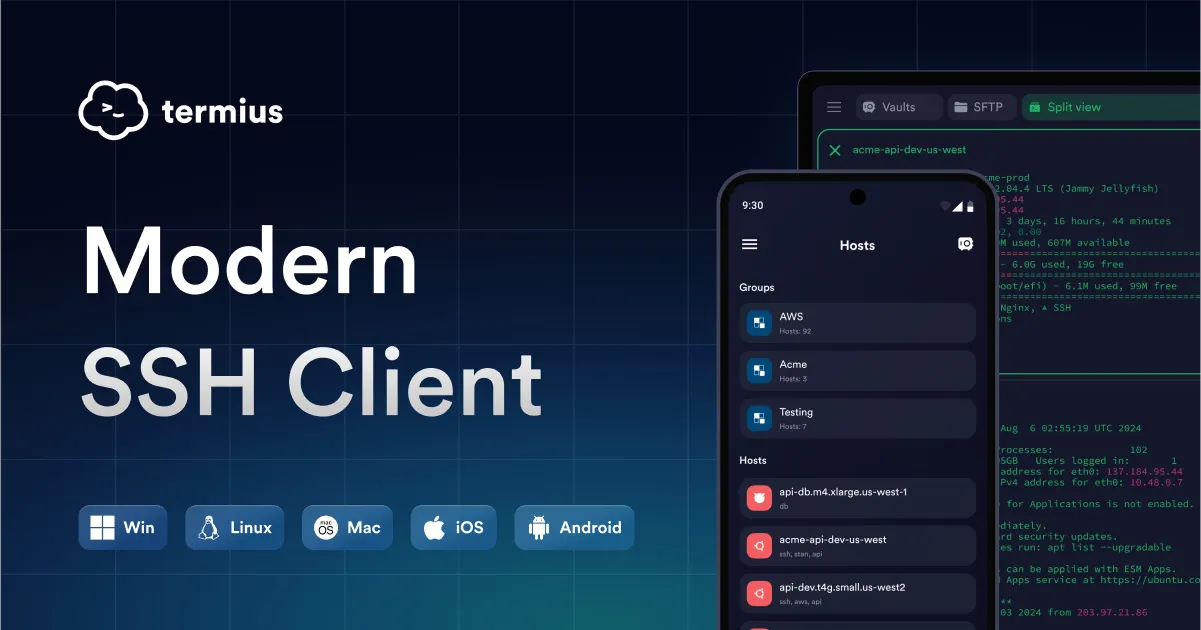 Top 6 phần mềm SSH miễn phí tốt nhất 2026 (Terminal VPS) 4 Termius - Phần mềm SSH miễn phí tốt nhất